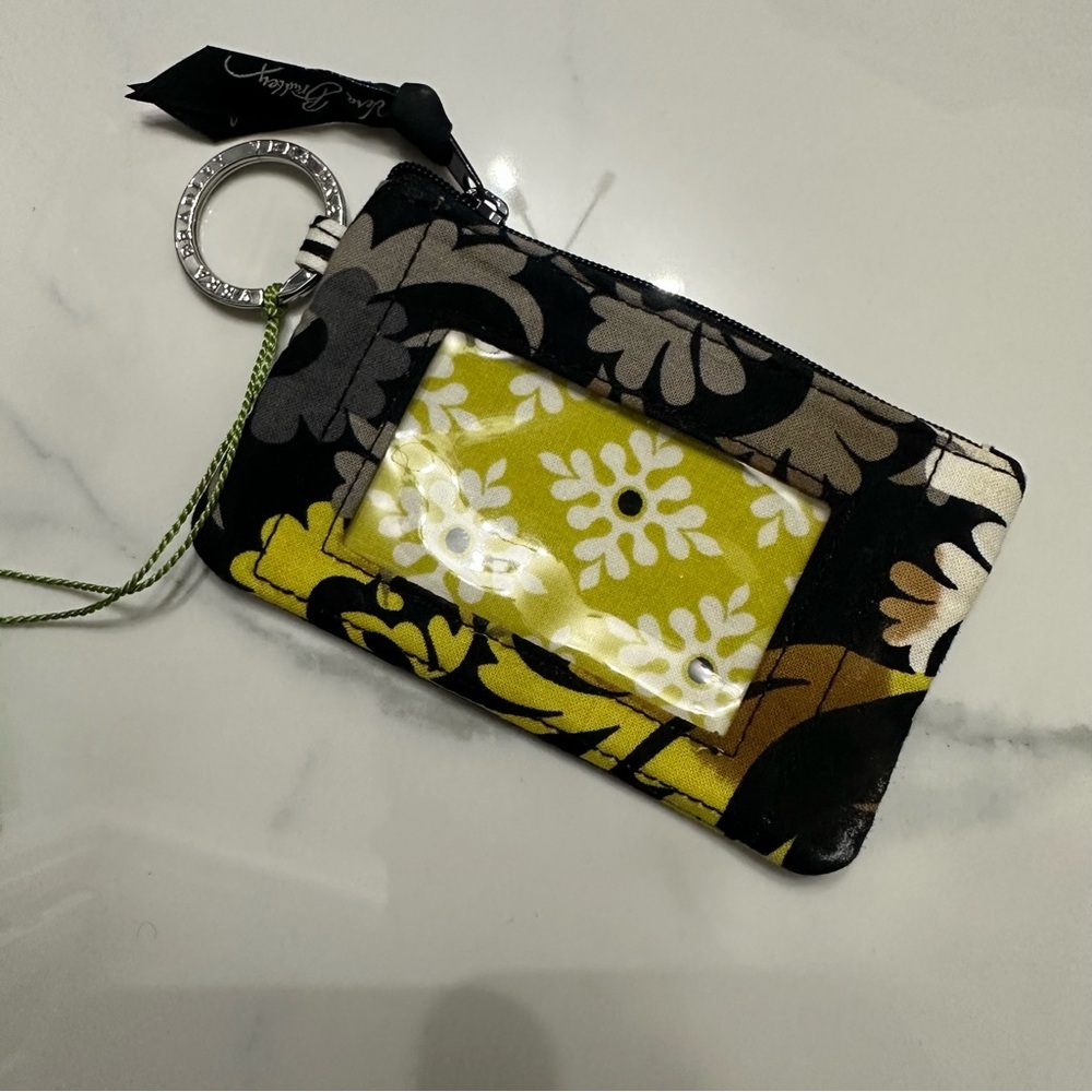 Vera Bradley Black Zip Id Case Floral Coquette Wallet Keyring - Picture 5 of 6